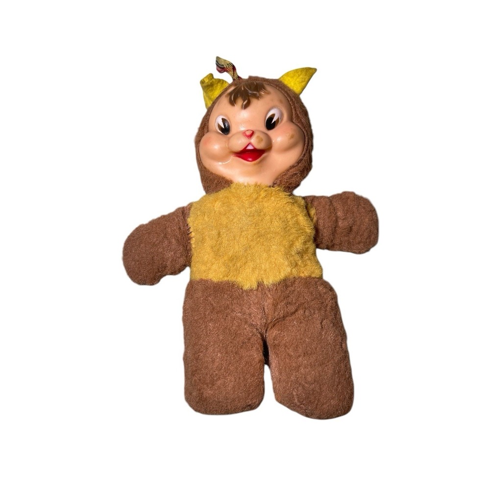 VTG 1950s Gund Rushton Chipmunk Squirrel Plush Toy Rubber Face Felt Ears 9"